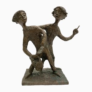 Walli Gebhard Linke, Escultura de cuento de hadas con dos niños, 1950, Bronce