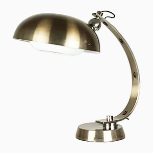 Italienische Tischlampe aus weißem & eloxiertem Bronze Metall, 1960er