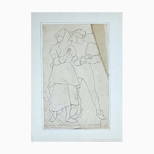 Guglielmo Innocenti, Dame Marthe et Mephisto, Crayon on Paper