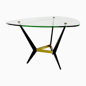 Side or Coffee Table in Metal and Glass attributed to Angelo Ostuni, 1950s