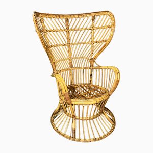 Fauteuil en Bambou et Rotin, Italie, 1950s