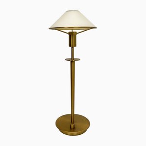 Holtkotter Table Lamp, Brushed Brass with White Satin Glass, 1980s