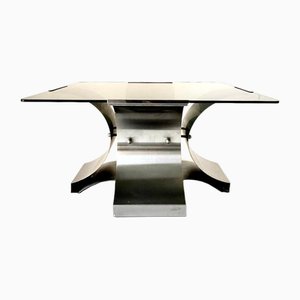 Smoked Glass and Aluminum Table by Francois Monnet for Kappa, 1970s