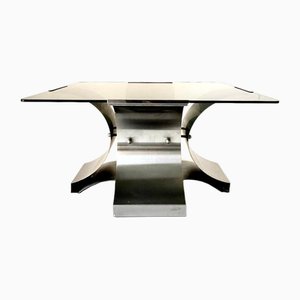 Table en Verre Fumé et Aluminium par Francois Monnet pour Kappa, 1970s