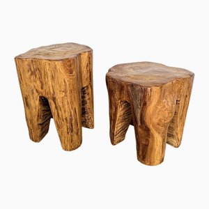 French Walnut Side Tables, 1960s, Set of 2