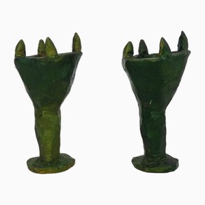 Brutalistischer Vintage Kerzenständer aus Terrakotta, 1960er, 2er Set