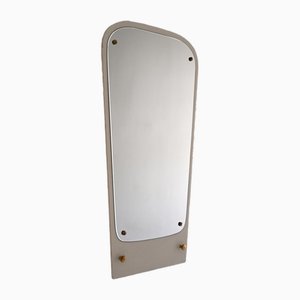 Art Deco Mirror with White Painted Wooden Frame and Golden Details, 1940s