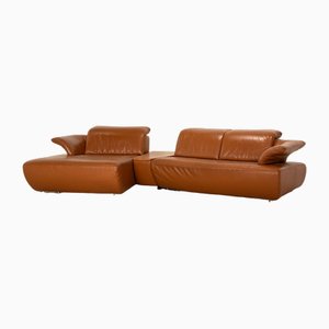 Leather Corner Sofa in Brown Camel from Koinor Avanti