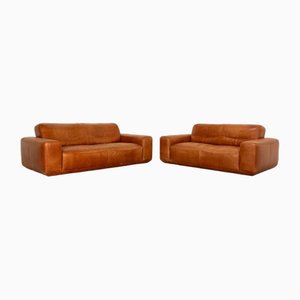William 3-Seater and 2-Seater Sofas in Brown Leather by Willi Schillig, Set of 2