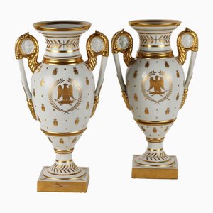 Vases Napoléon III en Porcelaine, France, 19ème Siècle, Set de 2