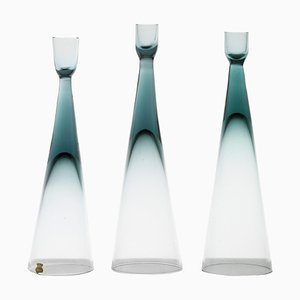 Bougeoirs en Verre attribués à Bengt Edenfalk, 1960s, Set de 3