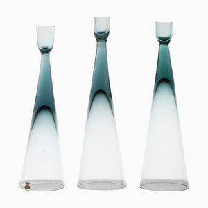 Candleholders in Glass attributed to Bengt Edenfalk, 1960s, Set of 3