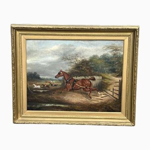 James Clark, Bolting for the Hunt, années 1800, peinture sur toile, encadré