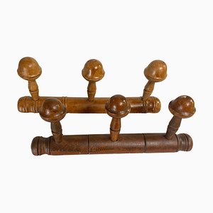 French Faux Bamboo Carved Coat & Hat Racks, France, 1920 Set of 2