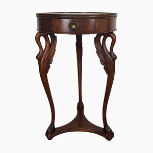 Neoclassical Regency Round Tripod Swan Side Table in Wood, Italy, 1960s