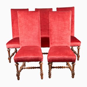 Red Dining Chairs, Set of 5