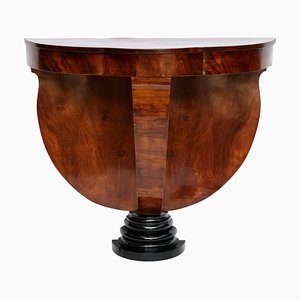 French Art Deco Console Table in Curved Nutwood, 1930s