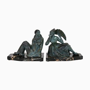 Art Deco Bookends on Marble Bases, 1920s, Set of 2