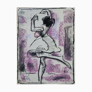 Henri Fehr, Ballerina, pastello e pastello su carta da lucido, anni '70
