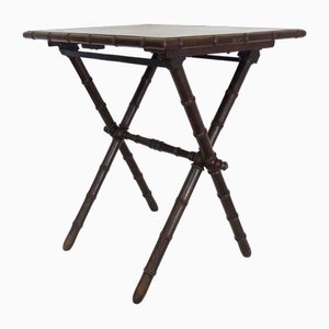 Folding Campaign Table in False Bamboo, France, 1950s