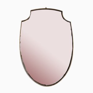 Large Vintage Italian Wall Mirror with Brass Frame, 1970s