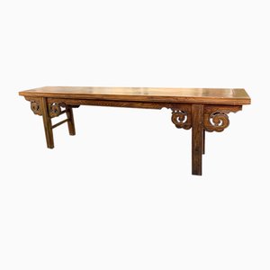 Chinese Bench in Chestnut Wood Built in Interlocking System without Nails, 18th Century