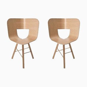 Tria Wood 3 Legs Chair in Natural Oak by Colé Italia, Set of 2
