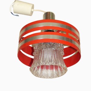 Ceiling Lamp in Metal & Glass, 1970s