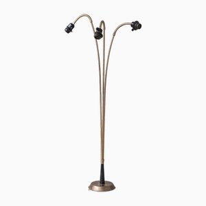 Mid-Century Swedish Adjustable Brass 3-Way Floor Lamp
