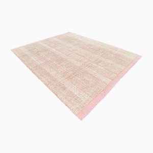 Alfombra Kilim con pompones en rosa y beige, años 60