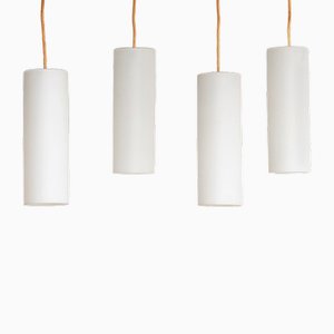 Milk Glass Tube Ceiling Lights from Raak, the Netherlands, 1950, Set of 4