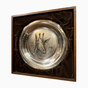 Bernard Buffet - Silver Plate Medallion Engraved In Water with Forte Representing 1 Giraffe