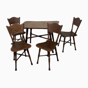 Dining Table & Chairs from Thonet, Austria, 1920s, Set of 5