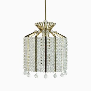 Hollywood Regency Style Pendant Light in Brass and Acrylic, 1960s