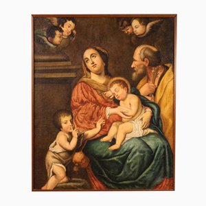 Artista, Sacra Famiglia con San Giovanni, XVIII secolo, Olio su tela, In cornice