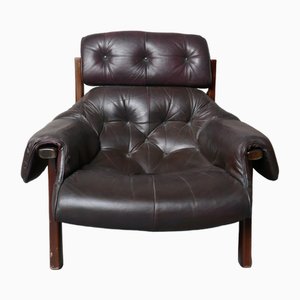 Sillón Brasil vintage de cuero atribuido a Percival Lafer