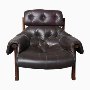 Vintage Leather Brazil Lounge Chair attributed to Percival Lafer