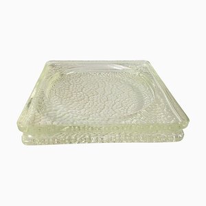 Large Vide Poche or Ashtray in Glass with Geometrical Patterns, France, 1970s
