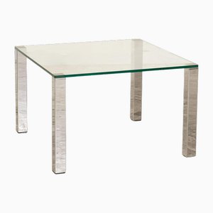 Mesa de centro Why Not 1212 de vidrio y metal plateado de Draenert