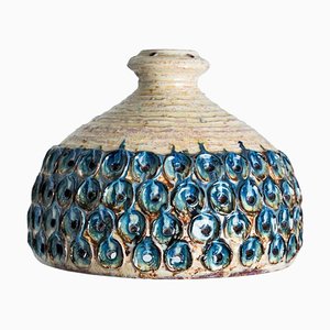 Lampada a sospensione in ceramica blu, Danimarca, 1970