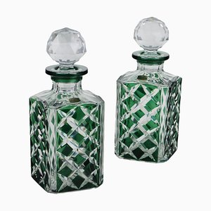 Bottiglie in cristallo di Val Saint Lambert, set di 2