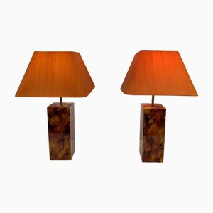 French Acrylic Glass Table Lamps, 1970, Set of 2