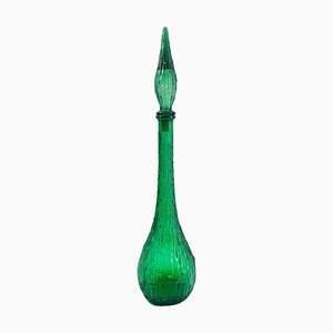 Italienische Empoli Genie Flasche aus Grünem Kunstglas, 1960er
