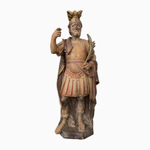 Polychrome Terrakotta-Statue eines römischen Soldaten, 19. Jh.