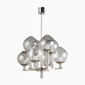 Smoke Grey Mouth Blown Glass Chandelier attributed to Hans Agne Jakobsson, 1970s