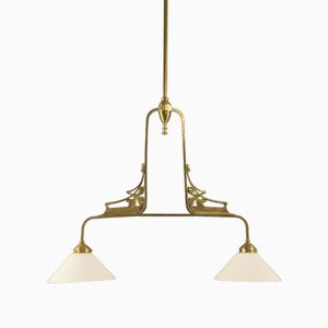 Geblümte Jugendstil Lampe aus Messing, Frankreich, 1919
