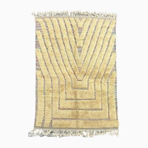Marokkanischer Minimalistischer Weißer Handgewebter Beni Ourain Teppich