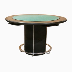 Game Table in Leather and Steel, Italy, 1970s