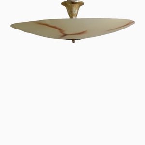 Mid-Century German Brass and Glass Ceiling Lamp, 1950s