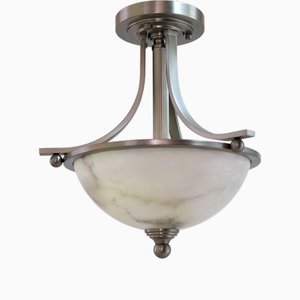Lámpara de techo Art Déco con cuenco de alabastro, años 90